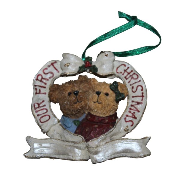 Boyds Bears Our First Christmas Ornament Vintage 2004 Resin Wedding Couple RARE - Picture 1 of 4